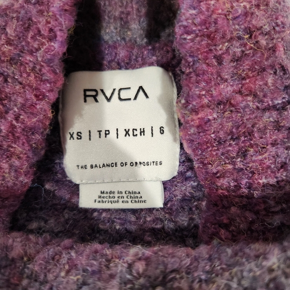 RVCA Women's Dream Cycle Multicolor Blue/purple Cowl Neck Sweater. Size XS - Picture 4 of 9